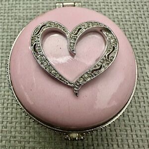 One of a Kind Pink Enamel Heart with Sterling Silver Accent Jewelry Box